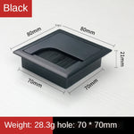 Copriforo per cavi rettangolare da tavolo in ABS con porta di uscita con spazzola Organizzatore per cavi da scrivania per PC, 80x80mm Black, 80x80mm Silver, 80x160mm Black, 80x160mm Silver, 80x160mm White, 100x200mm Silver