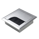Copriforo per cavi rettangolare da tavolo in ABS con porta di uscita con spazzola Organizzatore per cavi da scrivania per PC, 80x80mm Black, 80x80mm Silver, 80x160mm Black, 80x160mm Silver, 80x160mm White, 100x200mm Silver