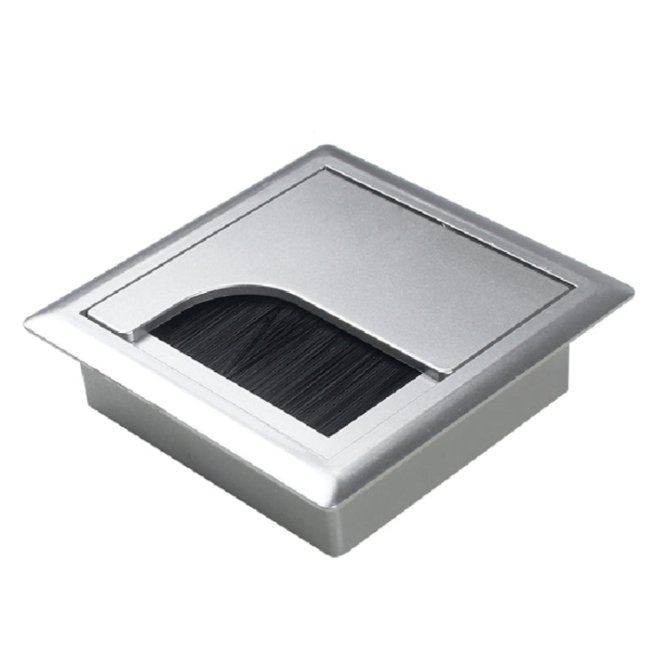 Copriforo per cavi rettangolare da tavolo in ABS con porta di uscita con spazzola Organizzatore per cavi da scrivania per PC, 80x80mm Black, 80x80mm Silver, 80x160mm Black, 80x160mm Silver, 80x160mm White, 100x200mm Silver