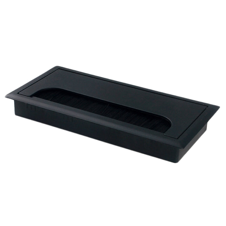 Copriforo per cavi rettangolare da tavolo in ABS con porta di uscita con spazzola Organizzatore per cavi da scrivania per PC, 80x80mm Black, 80x80mm Silver, 80x160mm Black, 80x160mm Silver, 80x160mm White, 100x200mm Silver