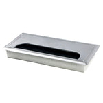 Copriforo per cavi rettangolare da tavolo in ABS con porta di uscita con spazzola Organizzatore per cavi da scrivania per PC, 80x80mm Black, 80x80mm Silver, 80x160mm Black, 80x160mm Silver, 80x160mm White, 100x200mm Silver