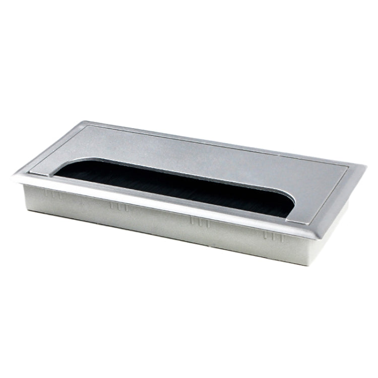 Copriforo per cavi rettangolare da tavolo in ABS con porta di uscita con spazzola Organizzatore per cavi da scrivania per PC, 80x80mm Black, 80x80mm Silver, 80x160mm Black, 80x160mm Silver, 80x160mm White, 100x200mm Silver