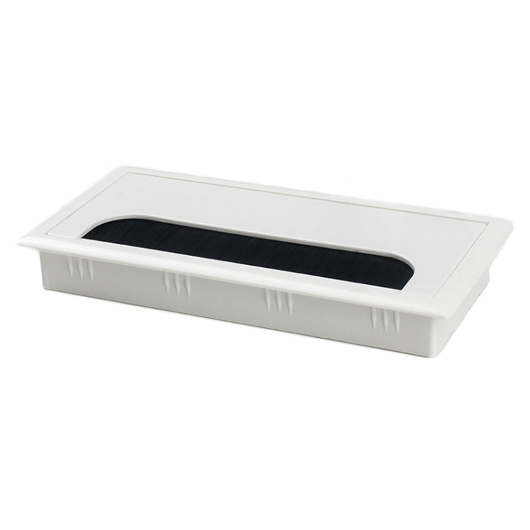 Copriforo per cavi rettangolare da tavolo in ABS con porta di uscita con spazzola Organizzatore per cavi da scrivania per PC, 80x80mm Black, 80x80mm Silver, 80x160mm Black, 80x160mm Silver, 80x160mm White, 100x200mm Silver