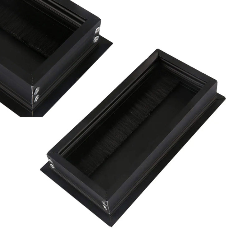 Copriforo per cavi rettangolare da tavolo in ABS con porta di uscita con spazzola Organizzatore per cavi da scrivania per PC, 80x80mm Black, 80x80mm Silver, 80x160mm Black, 80x160mm Silver, 80x160mm White, 100x200mm Silver