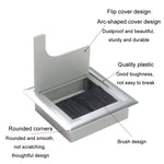 Copriforo per cavi rettangolare da tavolo in ABS con porta di uscita con spazzola Organizzatore per cavi da scrivania per PC, 80x80mm Black, 80x80mm Silver, 80x160mm Black, 80x160mm Silver, 80x160mm White, 100x200mm Silver