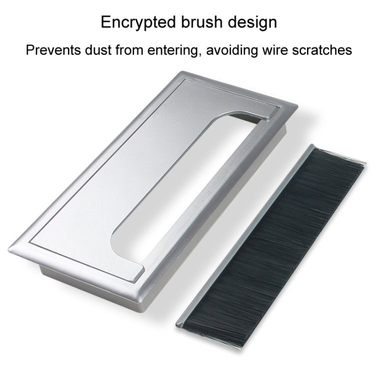 Copriforo per cavi rettangolare da tavolo in ABS con porta di uscita con spazzola Organizzatore per cavi da scrivania per PC, 80x80mm Black, 80x80mm Silver, 80x160mm Black, 80x160mm Silver, 80x160mm White, 100x200mm Silver