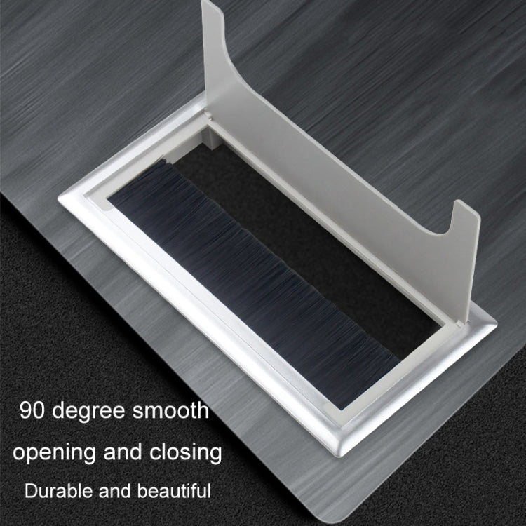 Copriforo per cavi rettangolare da tavolo in ABS con porta di uscita con spazzola Organizzatore per cavi da scrivania per PC, 80x80mm Black, 80x80mm Silver, 80x160mm Black, 80x160mm Silver, 80x160mm White, 100x200mm Silver