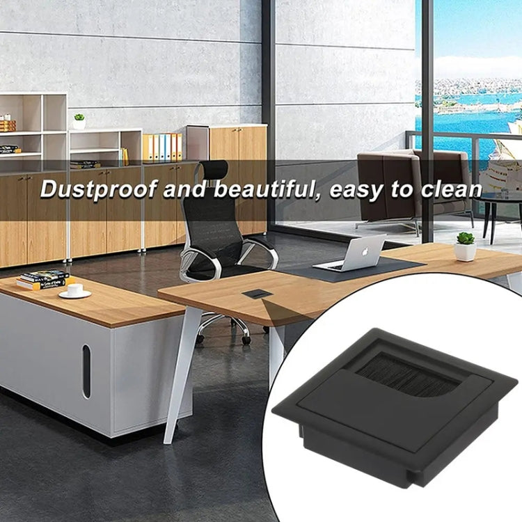 Copriforo per cavi rettangolare da tavolo in ABS con porta di uscita con spazzola Organizzatore per cavi da scrivania per PC, 80x80mm Black, 80x80mm Silver, 80x160mm Black, 80x160mm Silver, 80x160mm White, 100x200mm Silver