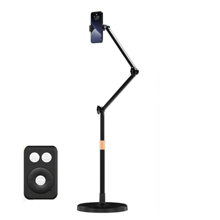 Supporto da pavimento per telefono cellulare da 1,7 m Supporto per riprese dall'alto Supporto pigro retrattile, Only Stand, With Fill Light, With Remote Control, With Control+Light