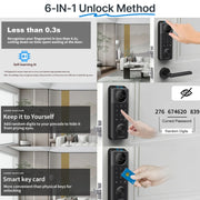 Serratura a catenaccio intelligente con impronta digitale Locstar C95 supporta l'app Bluetooth WiFi, 5 modi per sbloccare, con campanello con telecamera, C95