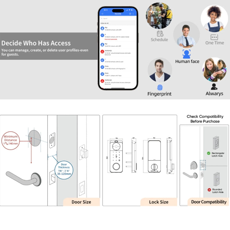 Serratura a catenaccio intelligente con impronta digitale Locstar C95 supporta l'app Bluetooth WiFi, 5 modi per sbloccare, con campanello con telecamera, C95