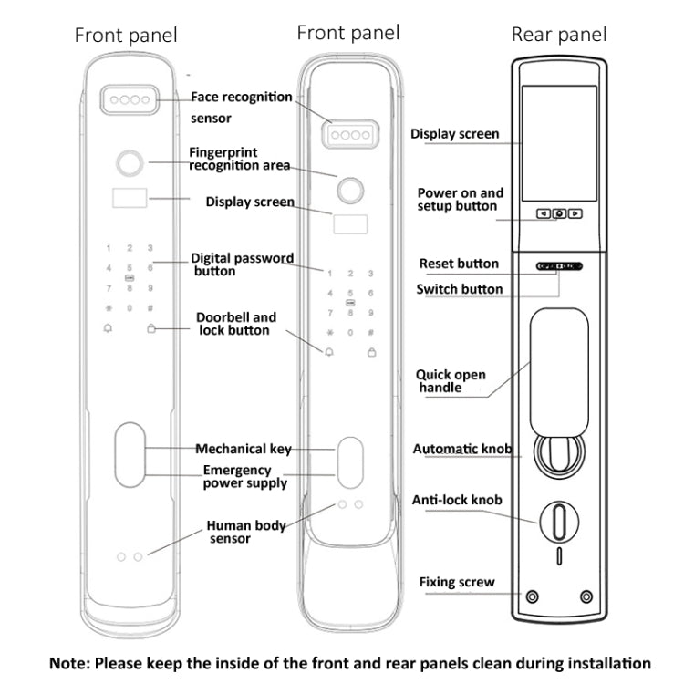 Locstar M6 3D Face Recognition Fingerprint Door Lock Supporta APP Smart IC Card Password Sblocco, M6