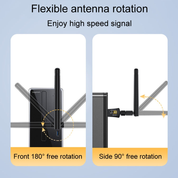 Scheda di rete wireless USB JINGHUA N5 Dual Band Driverless High Gain Antenna, Antenna Model 600M