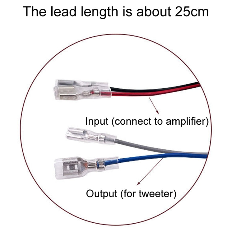 WEAH-T-5 Modifica auto Tweeter Crossover Hi-Fi Audio Divider, A Model 2.2UF, B Model 2.5UF, C Model 4.7UF