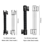 Supporto per telefono per auto con braccio di estensione, regolazione girevole a doppio snodo, staffa in fibra di carbonio, asta di collegamento, 140mm For 20mm Ball Head, 170mm For 25.4mm Ball Head