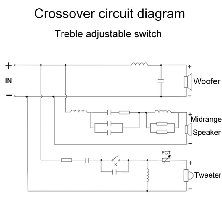 Divisore per altoparlante crossover audio a 3 vie, alto, medio e basso, 3505A, 3505B, 3505C