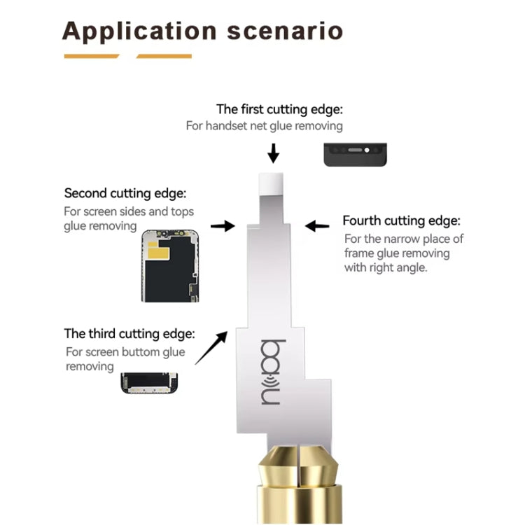 BAKU BA-214 Multifunction LCD Repair Scraper 0.2mm Thickness CPU Screen Glue Removal Tool, BA-214