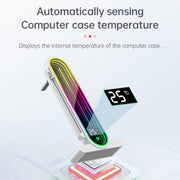 Supporto per scheda grafica con lente regolabile verticale ARGB per computer COOLMOON GH3, Temperature Display Upgrade White, Temperature Display Upgrade Black, Black, White