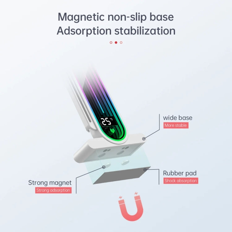 Supporto per scheda grafica con lente regolabile verticale ARGB per computer COOLMOON GH3, Temperature Display Upgrade White, Temperature Display Upgrade Black, Black, White