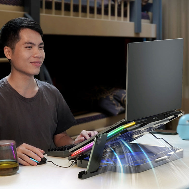 ICE COORE Supporto per laptop regolabile a 8 ventole con radiatore e luce ambientale RGB, K10 8-Fans