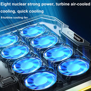 ICE COORE Supporto per laptop regolabile a 8 ventole con radiatore e luce ambientale RGB, K10 8-Fans