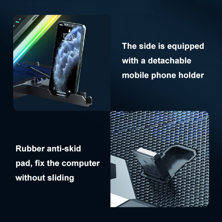ICE COORE Supporto per laptop regolabile a 8 ventole con radiatore e luce ambientale RGB, K10 8-Fans