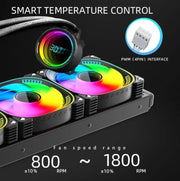 COOLMOON CM-YM-360T Computer ARGB Lente di visualizzazione della temperatura Multi-Piattaforma Dissipatore CPU integrato, CM-YM-360T