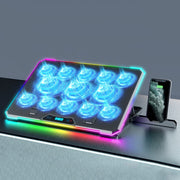 Base per radiatore per laptop regolabile intelligente ICE COOREL K15C con effetto di illuminazione RGB, 13 Fans, 14 Fans, 15 Fans