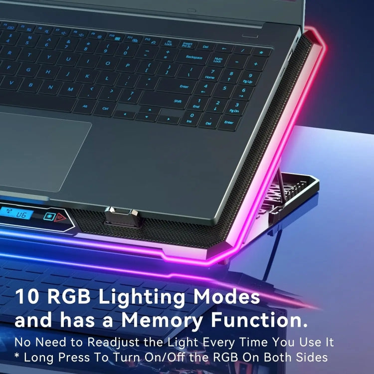 Base per radiatore per laptop regolabile intelligente ICE COOREL K15C con effetto di illuminazione RGB, 13 Fans, 14 Fans, 15 Fans