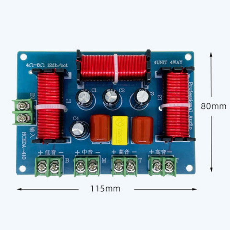 RCEDA-410 Due Alto Uno Medio Uno Basso 4-Vie Altoparlante Crossover Audio Modifica Divisore, RCEDA-410