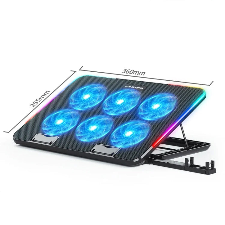 ICE COOREL A9R Radiatore per supporto portatile regolabile a 6 ventole con luce RGB per atmosfera, A9R 6-fans