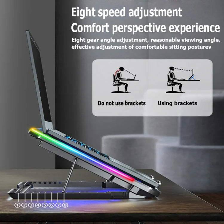 ICE COOREL A9R Radiatore per supporto portatile regolabile a 6 ventole con luce RGB per atmosfera, A9R 6-fans