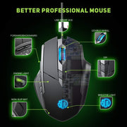 Mouse da gioco per computer Inphic PW1H cablato silenzioso illuminato a 6 pulsanti