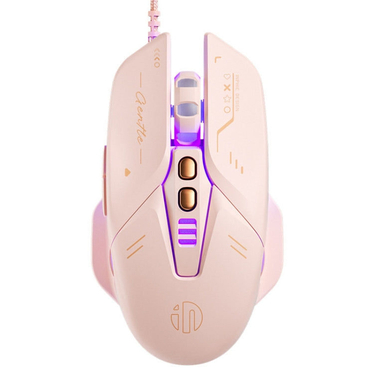 Mouse da gioco cablato Inphic W8 aggiornato con definizione macro emissione di luce mouse per computer muto, W8