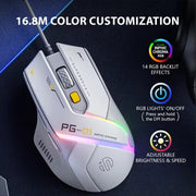 Mouse cablato per giochi per computer con emissione di luce RGB Inphic PG1, PG1