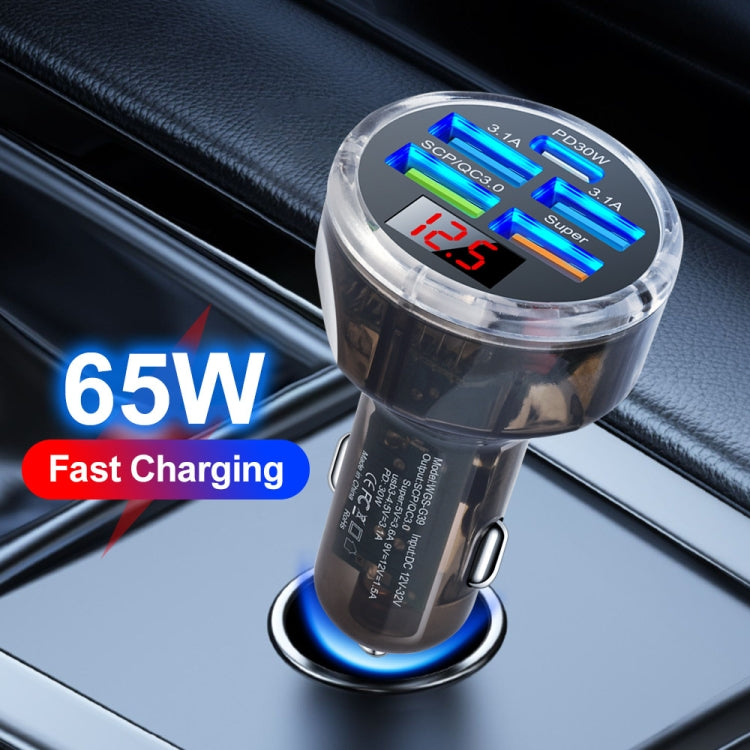 Caricabatteria da auto multiporta 5 in 1 a 3 linee con display digitale della tensione