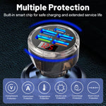 Caricabatteria da auto multiporta 5 in 1 a 3 linee con display digitale della tensione