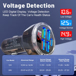 Caricabatteria da auto multiporta 5 in 1 a 3 linee con display digitale della tensione
