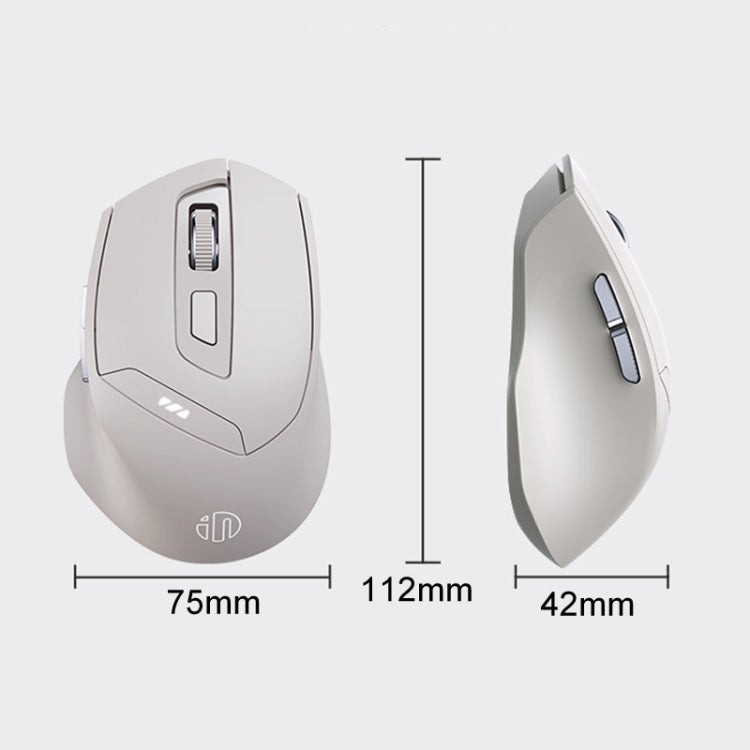 Mouse da gioco per computer da ufficio silenzioso con ricarica tri-mode Inphic DR6 2.4G Wireless + Bluetooth 5.0/4.0, DR6
