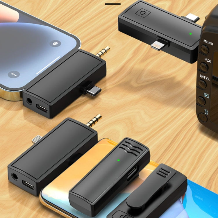 Microfono Lavalier wireless 3 in 1 per iPhone Type-C / USB-C Jack da 3,5 mm Smartphone Fotocamera SLR PC, 1 Drag 1, 1 Drag 2