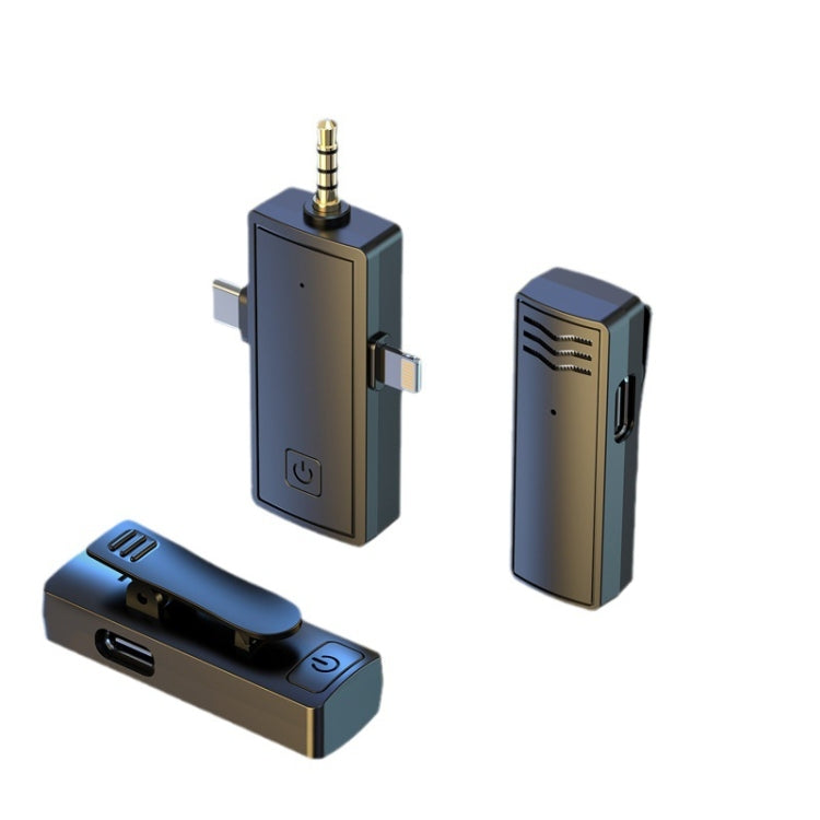 Microfono Lavalier wireless 3 in 1 per iPhone Type-C / USB-C Jack da 3,5 mm Smartphone Fotocamera SLR PC, 1 Drag 1, 1 Drag 2