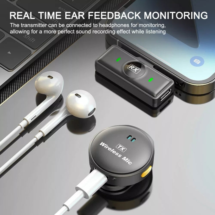 Microfono Lavalier wireless con pulsante, ventosa magnetica e design a clip posteriore, 8 Pin, USB-C / Type-C