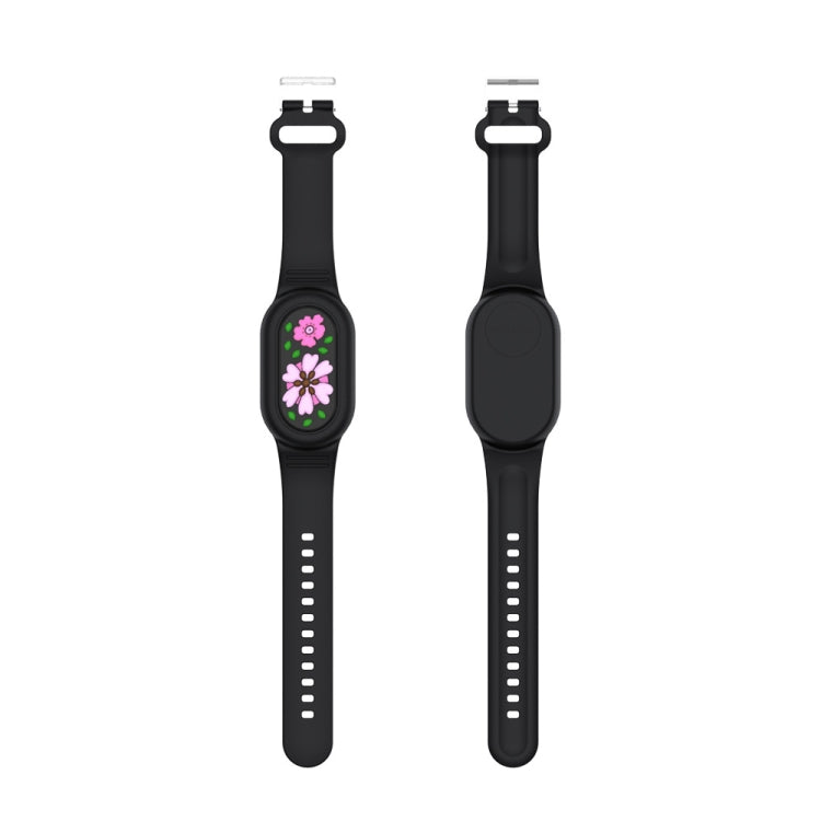 Per Samsung Galaxy SmartTag 2 Braccialetto Impermeabile in Silicone, Black Flag, Blue Paw Prints, Pink Bee, Black Dinosaur, Black Flower, Green Flower
