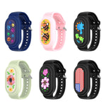 Per Samsung Galaxy SmartTag 2 Braccialetto Impermeabile in Silicone, Black Flag, Blue Paw Prints, Pink Bee, Black Dinosaur, Black Flower, Green Flower