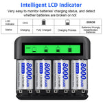 Caricabatterie multifunzione 8 slot AA AAA C D con display LCD