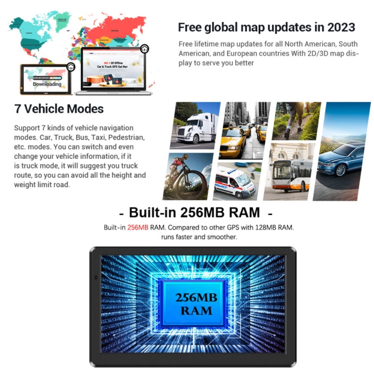 Navigatore GPS per auto da 9 pollici 8G/256M con grande schermo capacitivo Bluetooth Map, United States, Canada, Mexico Map, Europe Map, United Kingdom Map, Germany Map, Russia + Ukraine + Belarus Map, Australia Map, South America Map, Middle East Map ...