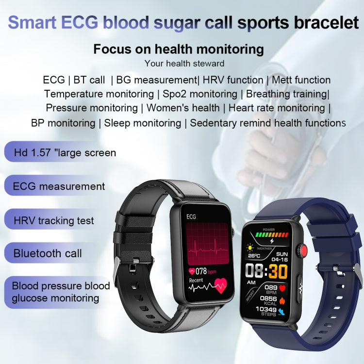 Orologio intelligente Anello ECG Temperatura Frequenza cardiaca Pressione sanguigna Salute Orologio parlante Bluetooth, Black Silicone, Red Silicone, Blue Silicone, Black Leather, Brown Leather