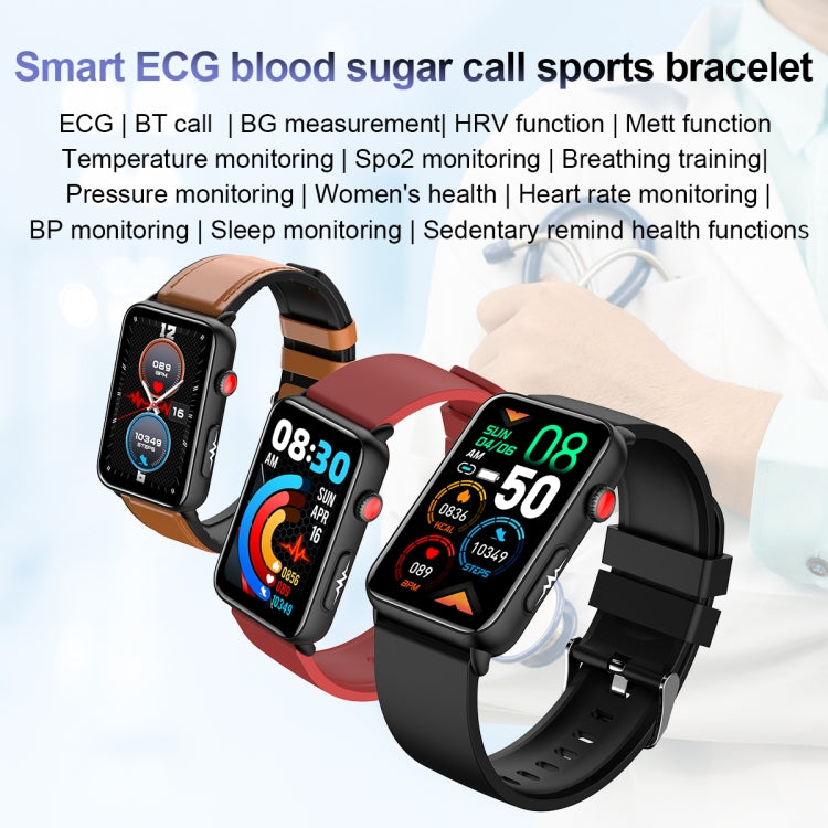 Orologio intelligente Anello ECG Temperatura Frequenza cardiaca Pressione sanguigna Salute Orologio parlante Bluetooth, Black Silicone, Red Silicone, Blue Silicone, Black Leather, Brown Leather