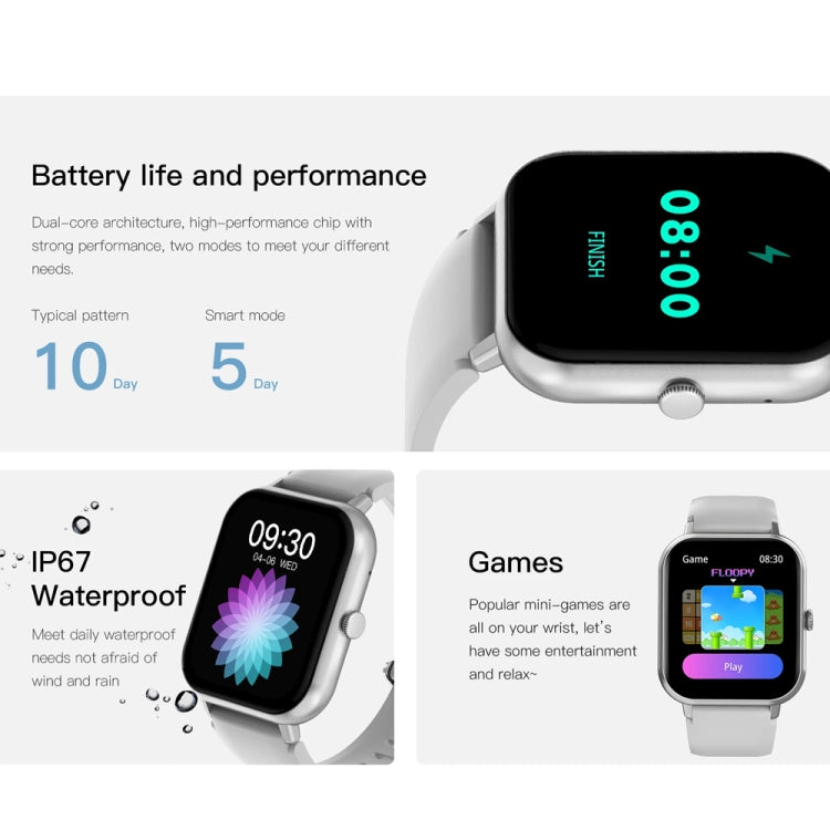 1,83 pollici Touch Screen AI Voice Monitoraggio della frequenza cardiaca / ossigeno nel sangue / pressione sanguigna / sonno Smartwatch Bluetooth