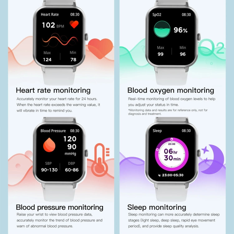 1,83 pollici Touch Screen AI Voice Monitoraggio della frequenza cardiaca / ossigeno nel sangue / pressione sanguigna / sonno Smartwatch Bluetooth